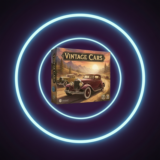 Vintage Cars: The Grand Rally game box with elegant classic automobile artwork.