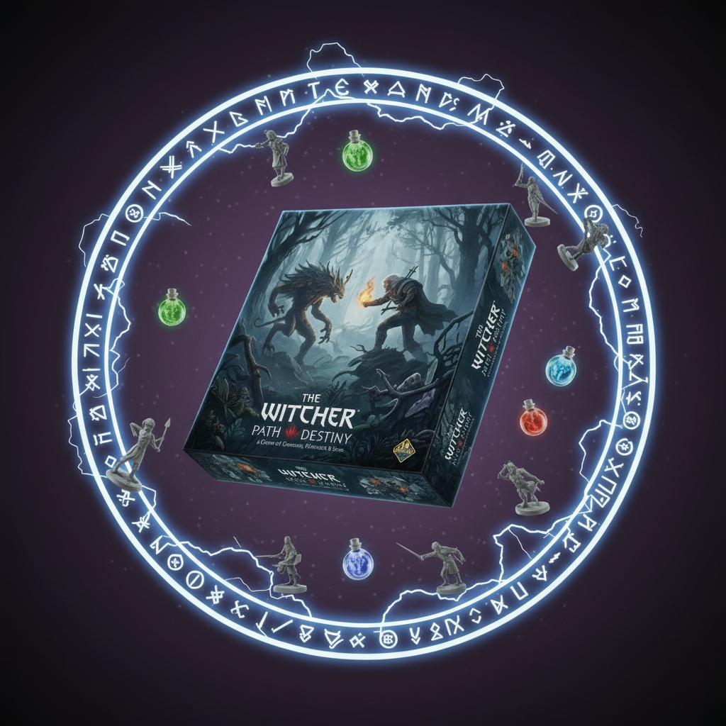 The Witcher: Path of Destiny board game box with dark-fantasy artwork
