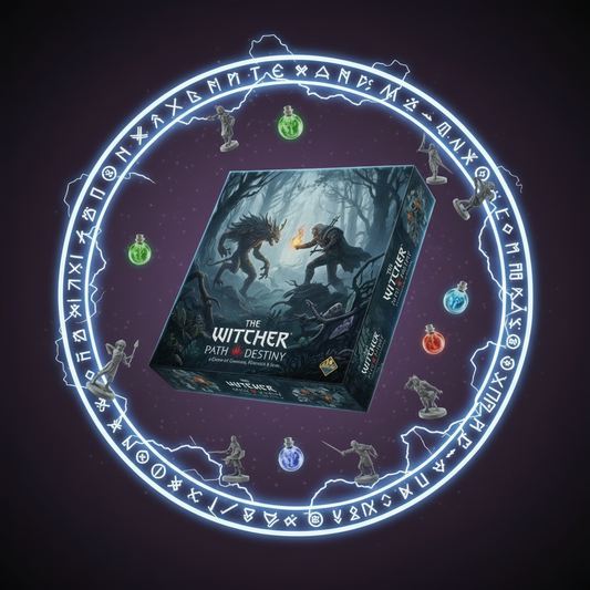 The Witcher: Path of Destiny board game box with dark-fantasy artwork