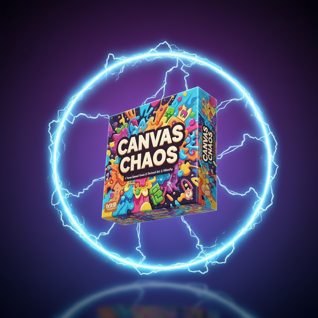 Canvas Chaos board game box with vibrant artistic chaos artwork.