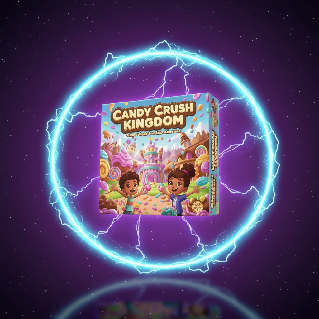 Candy Crush Kingdom kids’ board game box with colorful candy artwork