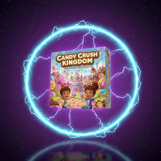 Candy Crush Kingdom kids’ board game box with colorful candy artwork