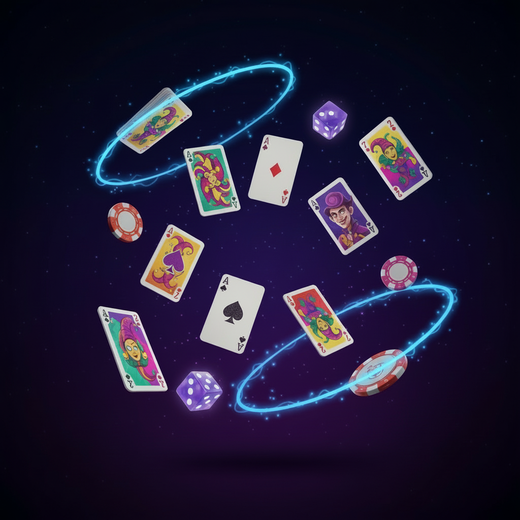 Colorful poker-style chips and character cards from The Ultimate Bluff