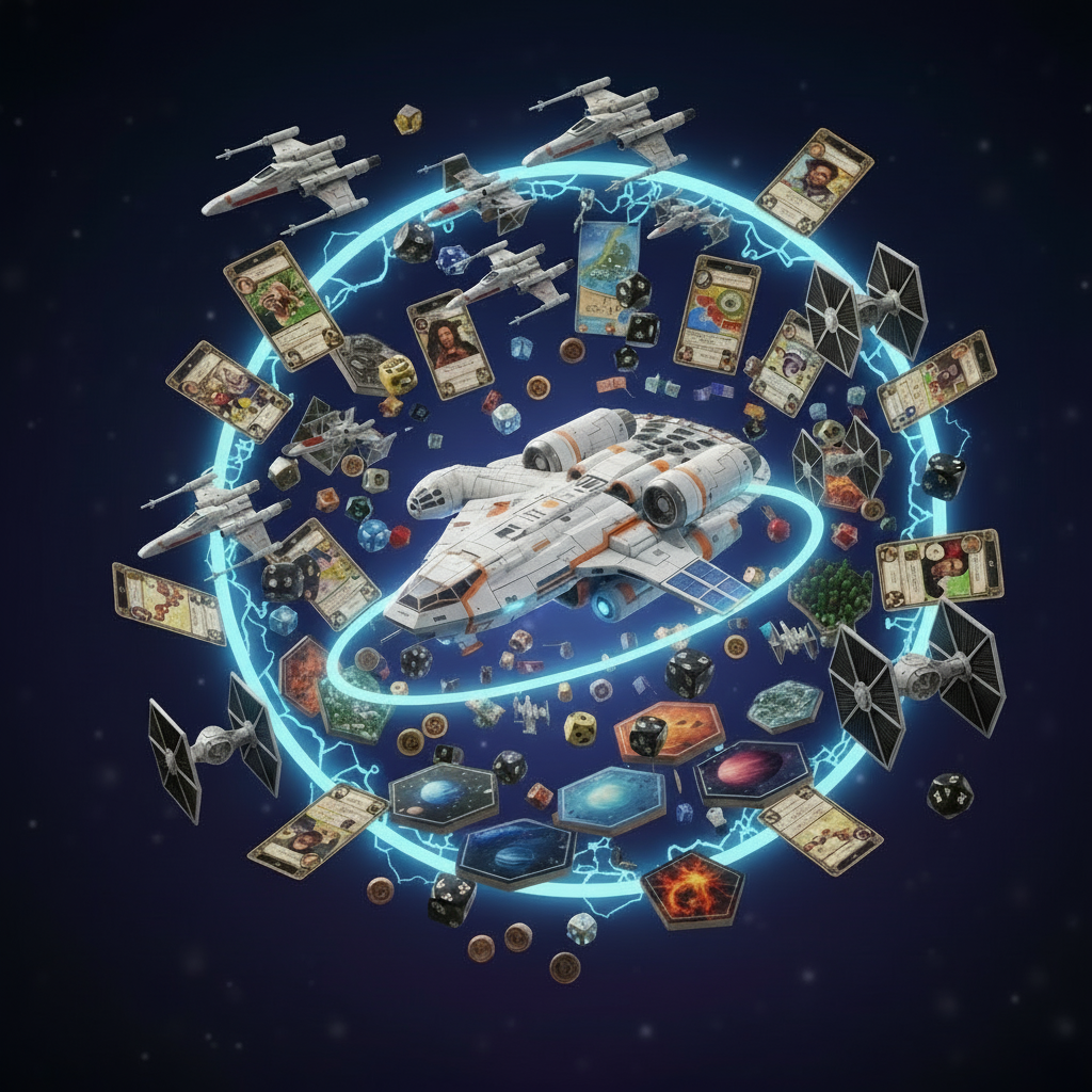 Players managing hyperspace lanes and competing for trade dominance