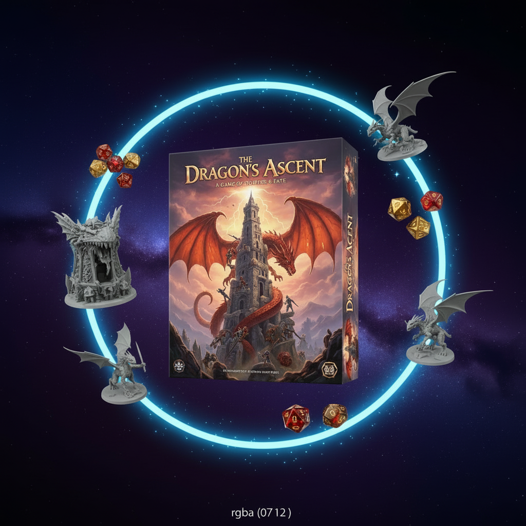 Dice Tower centerpiece and modular tower floors from The Dragon’s Ascent.